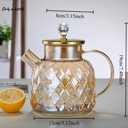 Elegant Amber High Borosilicate Glass Water Bottle and Teapot - Large Capacity (Amber M)
