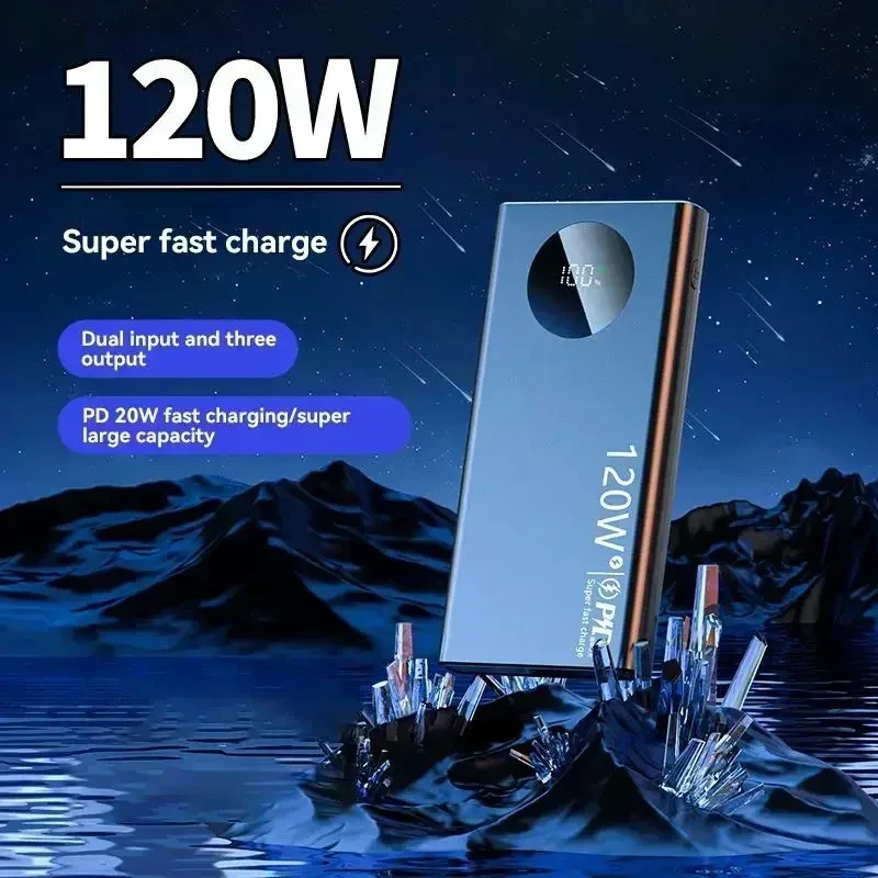 VIVO 500000mAh 파워 뱅크 대용량 120W 초고속 충전 휴대용 외장 배터리 아이폰 삼성 화웨이용