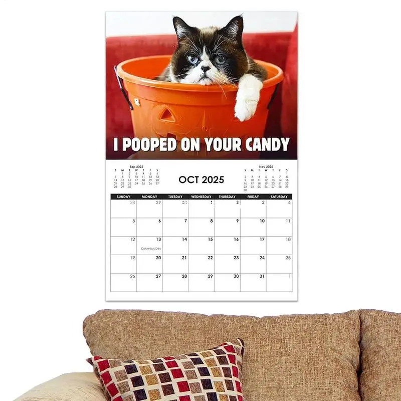 Cat Calendar 2025 Angry Kitten Calendar For Home Fun Month 2025 Planner Calendar Creative Cute Kitten 2025 Wall Art Calendar