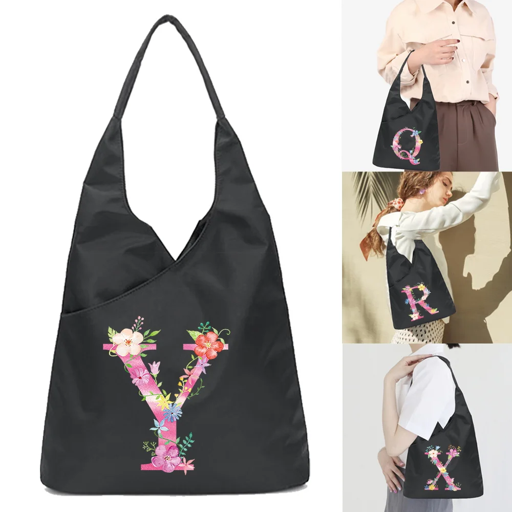 Pink Series Printed Handbags for Women Tote Bags Soft Environmental Storage Reusable Harajuku Style Small and Shopper Totes Bag custom tomorrowland shopping canvas bag women washable groceries electronic dance music tote shopper bags