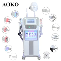 AOKO New 12 IN1 Hydro Dermabrasion Aqua Peeling Ultrasound Facial Care Oxygen Injection Skin Rejuvenation Whiting Beauty Machine