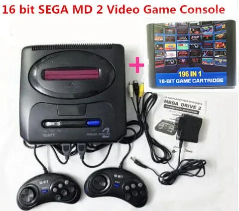 SEGA MD 2 비디오 게임 콘솔,  SEGA 게임 카트리지용, 클래식 게임용, 1,55 인 138 옵션, 1,196 인 1, 16 비트, 신제품