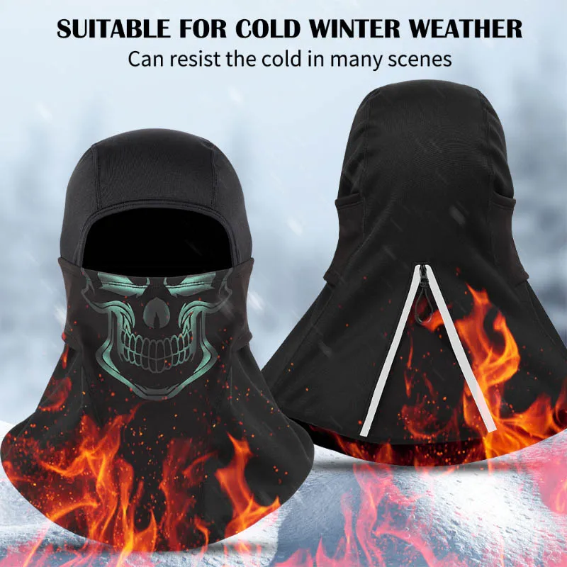 WEST BIKING Winter Cycling Headwear Reflective 3D Print Warm Windproof Bicycle Full Face Cover Balaclava Outdoor Sport Mask Gear