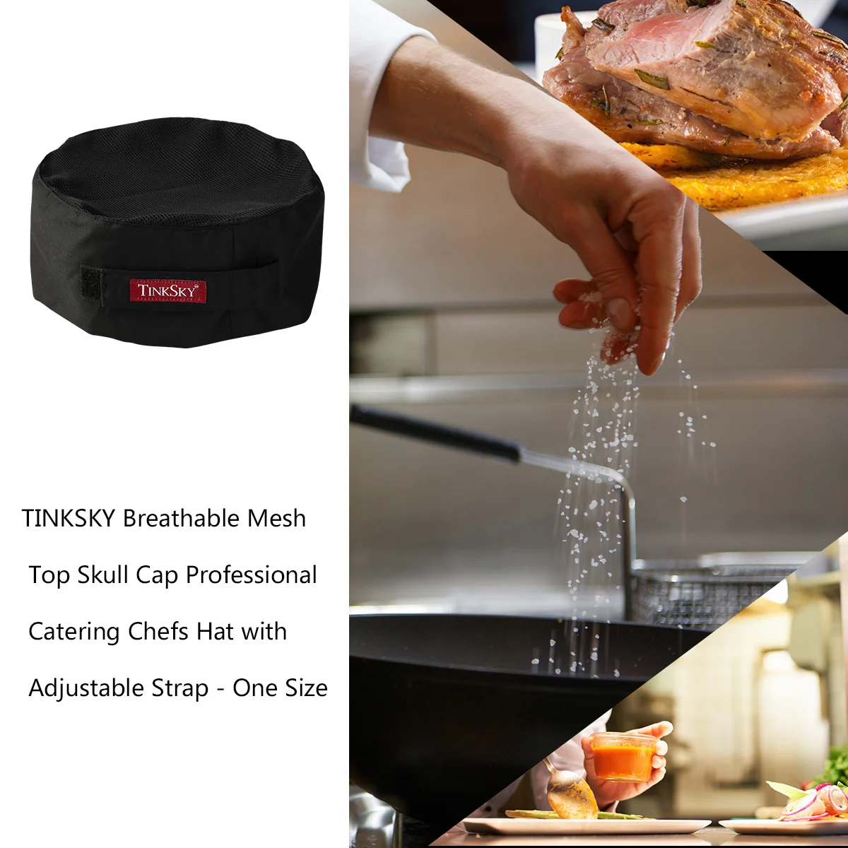 Breathable Mesh Top Skull Cap Cooking Adjustable Chef Hat Men Kitchen Baker Elastic Hat Catering Cooking Cap Hats Working Cap men women chef hat dustproof cooking cap breathable elastic food catering kitchen hat hotel work uniform restaurants cook cap