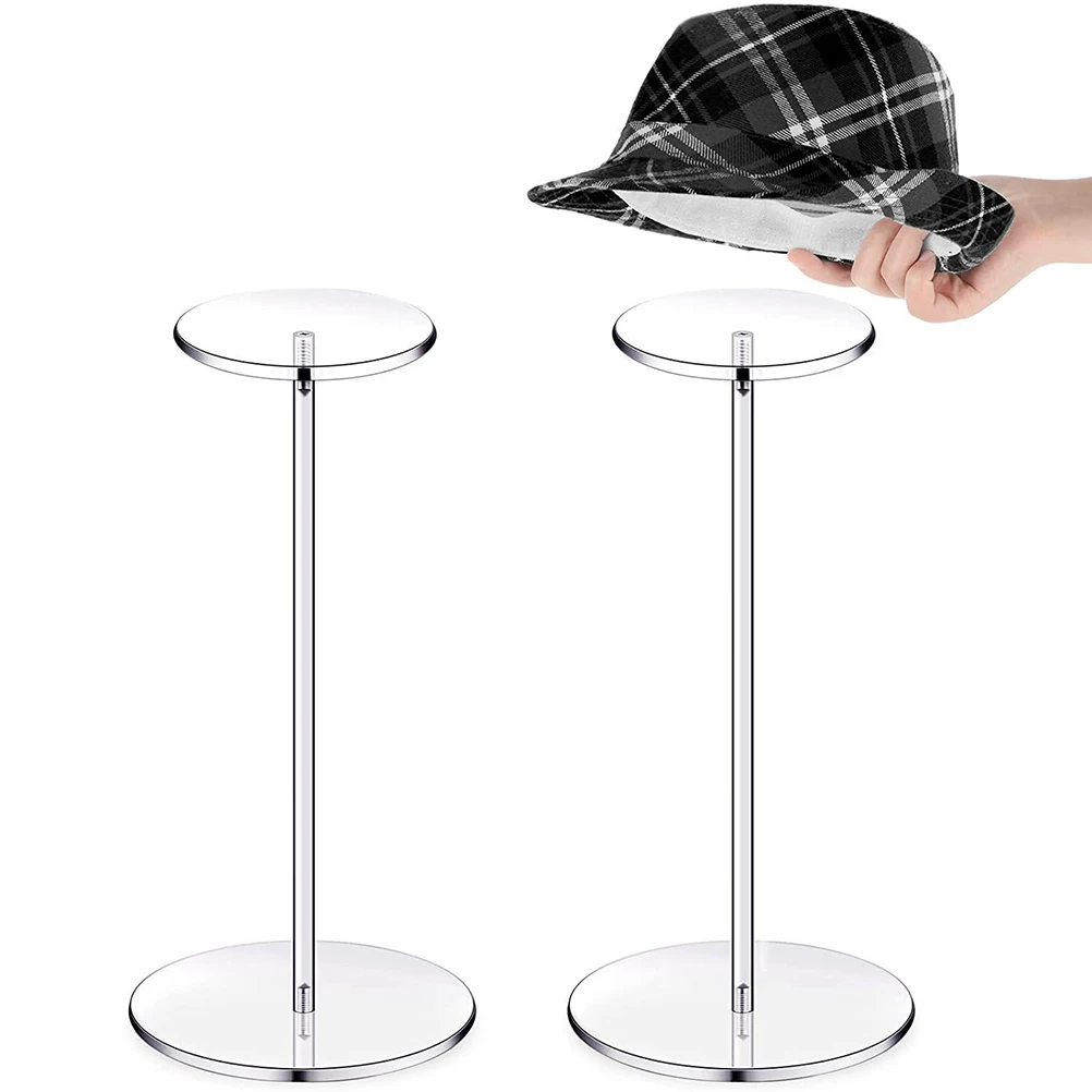 

Acrylic Transparent No Drilling Hat Rack Hat Holder Decorative Hat Display Stand with Round Base