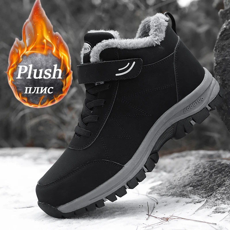 Winter Men Women Pu Leather Waterproof Boots Man Climbing Casual Shoes Unisex Outdoor Hiking Boots waterproof boots