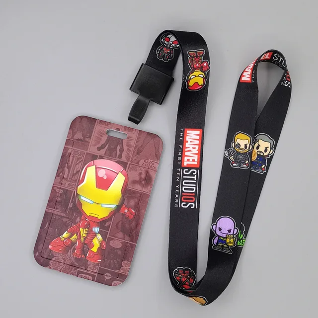 Marvel Movie Characters Card Cover Captain America Spiderman Super Heroes ABS Card Holder Student Campus Card Hanging Lanyard ID Xhmw25