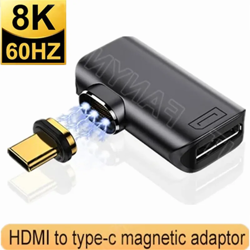 Адаптер с USB C на DisplaPort Магнитный Displayport, переходник Type C на DP1.4 с USB 3,1 на 8k 60 Гц для ноутбуков, Samsung, ПК, Macbook