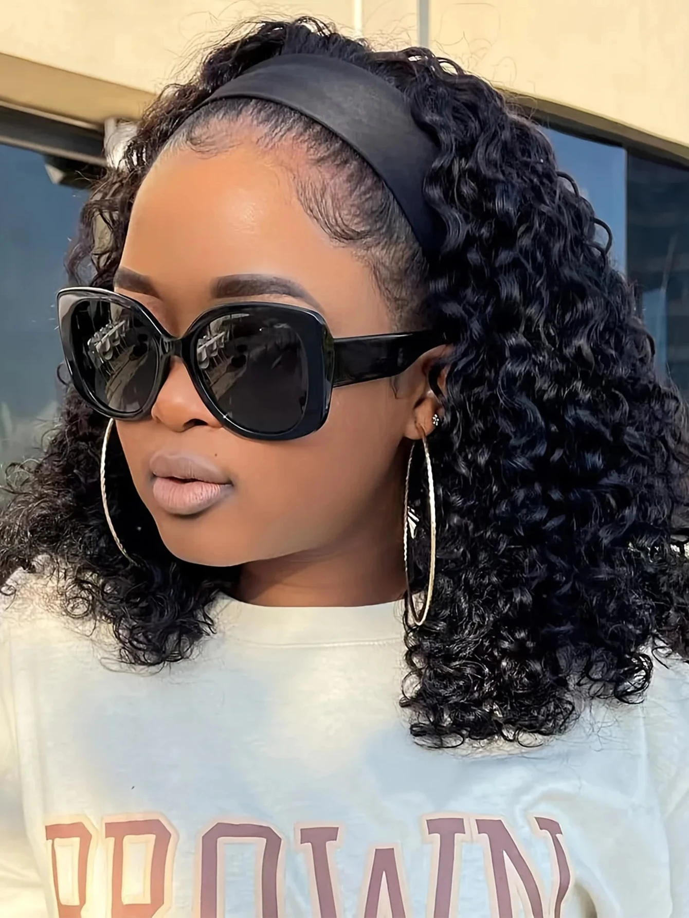 Synthetic Kinky Curly Black Wig for Women Daily Party Use