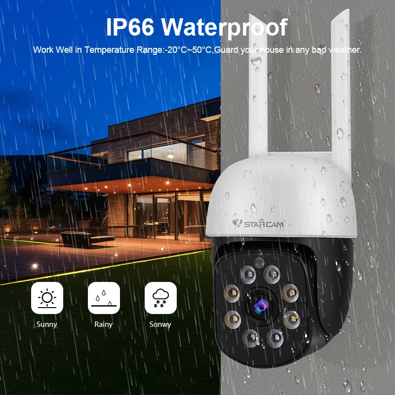 Vstarcam-Caméra de surveillance PTZ IP WiFi HD 1080p, dispositif de sécurité sans fil, avec IA, détection humaine et suivi automatique