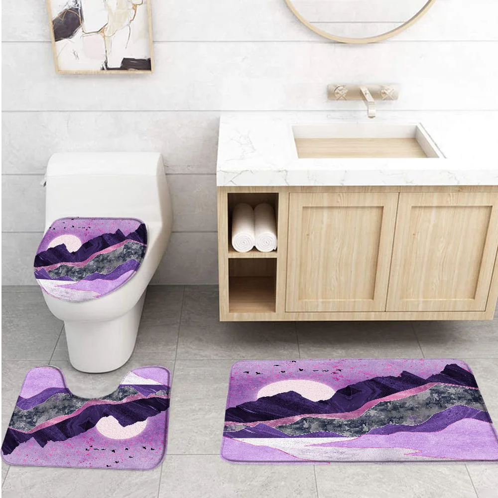 Tappetino da bagno set di tappeti da bagno in 3 pezzi geometria astratta  giallo grigio dipinto Art Pattern tappeto da bagno tappetino da contorno e  coperchio del coperchio del water - AliExpress