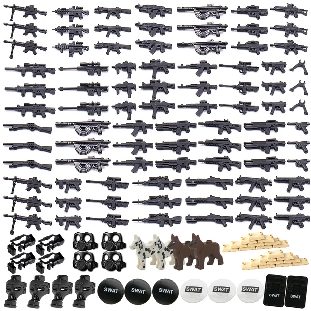 Creative Military Weapon Gun Accessories SWAT Soldier Figure Parts Building Blocks Army MOC Bricks Assemble Model Toys For Gift 1