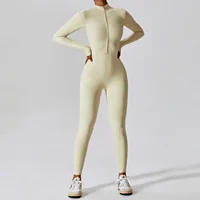 Combinaisons pour femmes, combinaison une pièce avec fermeture éclair, manches longues, ensemble de Yoga, vêtements d'entraînement Push Up, Fitness, body, vêtements de sport, survêtement 4