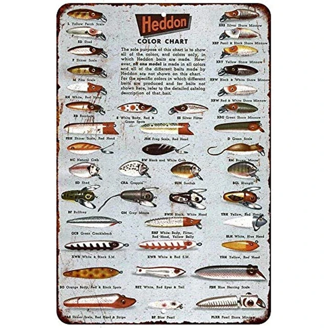 Aluminum Signs Stanley Heddon Fishing Lures Color Chart Vintage Look  Reproduction Sign 8 x 12Wall Decor Farmhouse Decor Posters - AliExpress