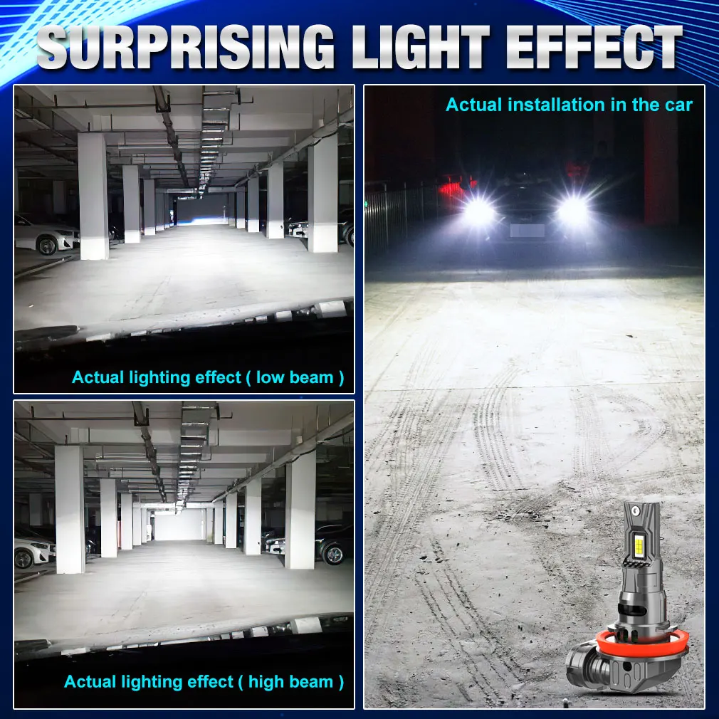 LED Headlights 30000LM Canbus H8 H9 H11 H16JP 9005 HB3 9006 HB4 3570 CSP Car Headlight Bulbs 150W Turbo Fan 6500K 12V
