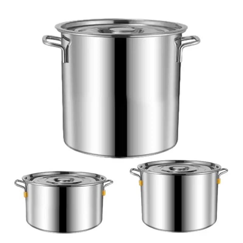 

Stainless Steel Soup Bucket With Lid Stock Pot Cooking Pot Steamer Soup Pot Cookware Stew Pot Canning Sauce Pot Mixing Bowl