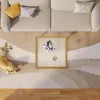 Modern Glass Coffee Table,Small Squre Coffee Tables for Unique Art Center Tables with Gold Metal Frame, Easy Assembly 5
