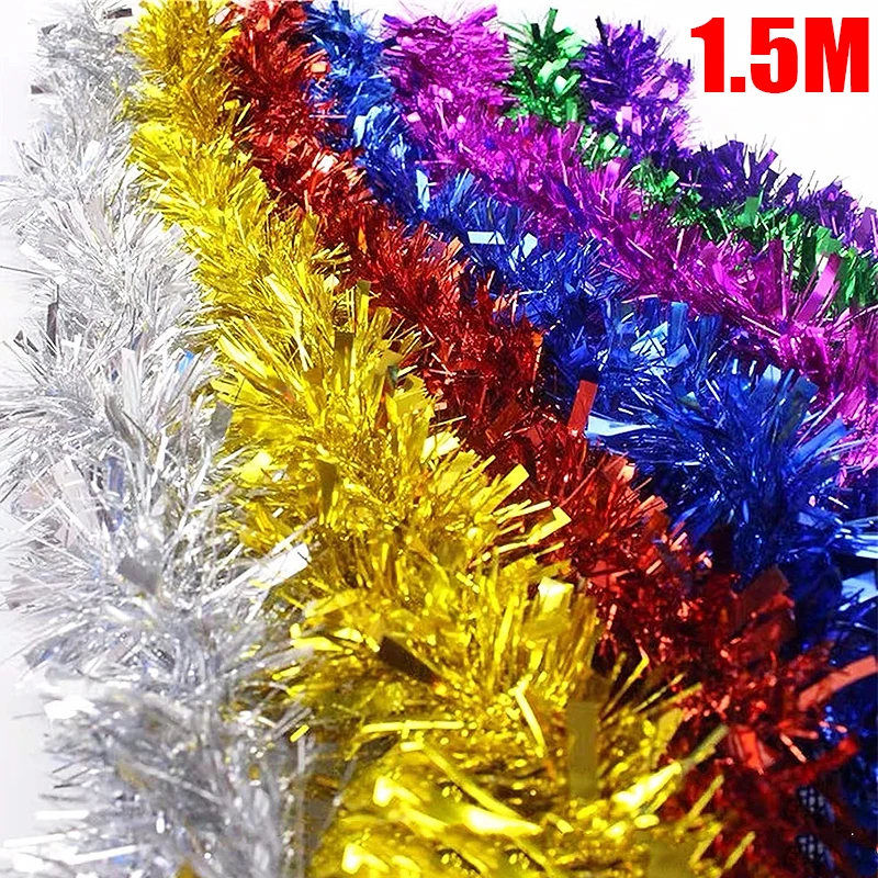 ColorfulChristmasFoilTinselRibbonGarlandXmasTreeWrapping