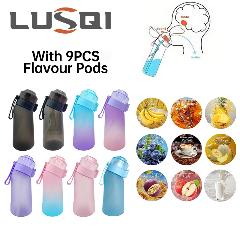 1PC 500ML Water Bottle With 9 Flavor Pods Transparent With Straw Suitable For Family Outdoor Fitness water bottle sports water bottle sports bottle stainless steel water bottle