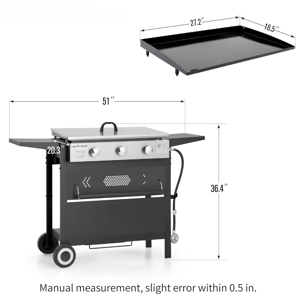 Flat Top Griddle Grill with Ceramic Coated Cast Iron Pan, Burner Propane Gas Griddle Grill,Flattop Grills for Outdoor Barbecue 6