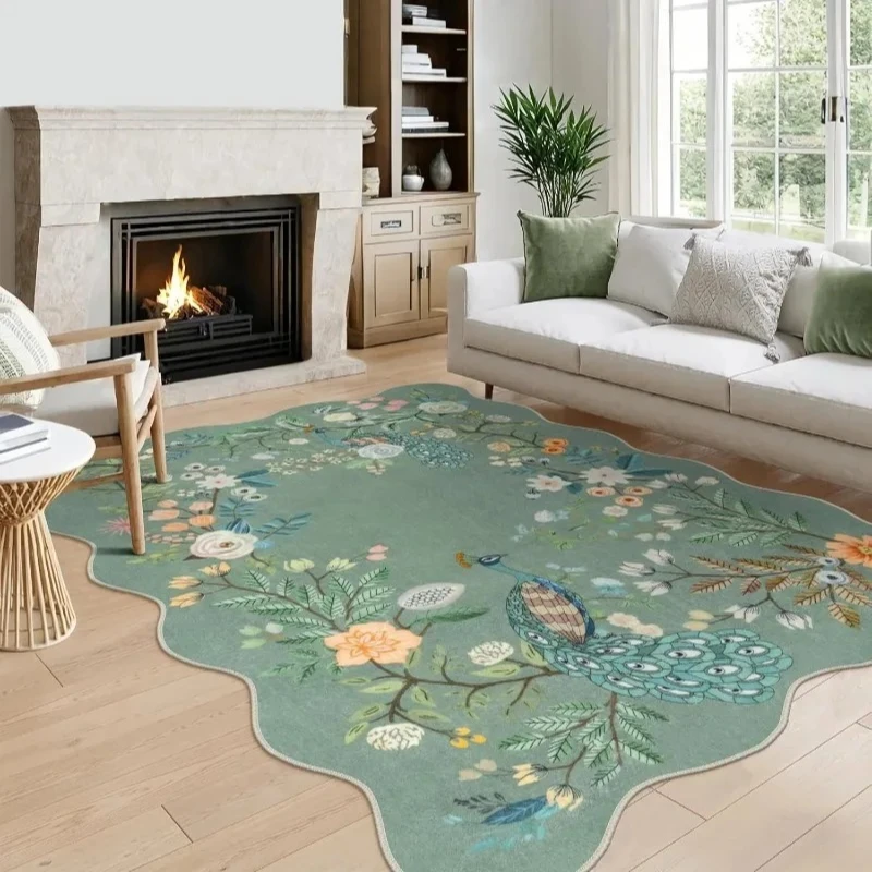 Irregular Coffee Table Carpet Floral Butterfly Print Fresh Bedroom Rug Line Art Machine Washable Soft Living Room Mats 러그 Tapis