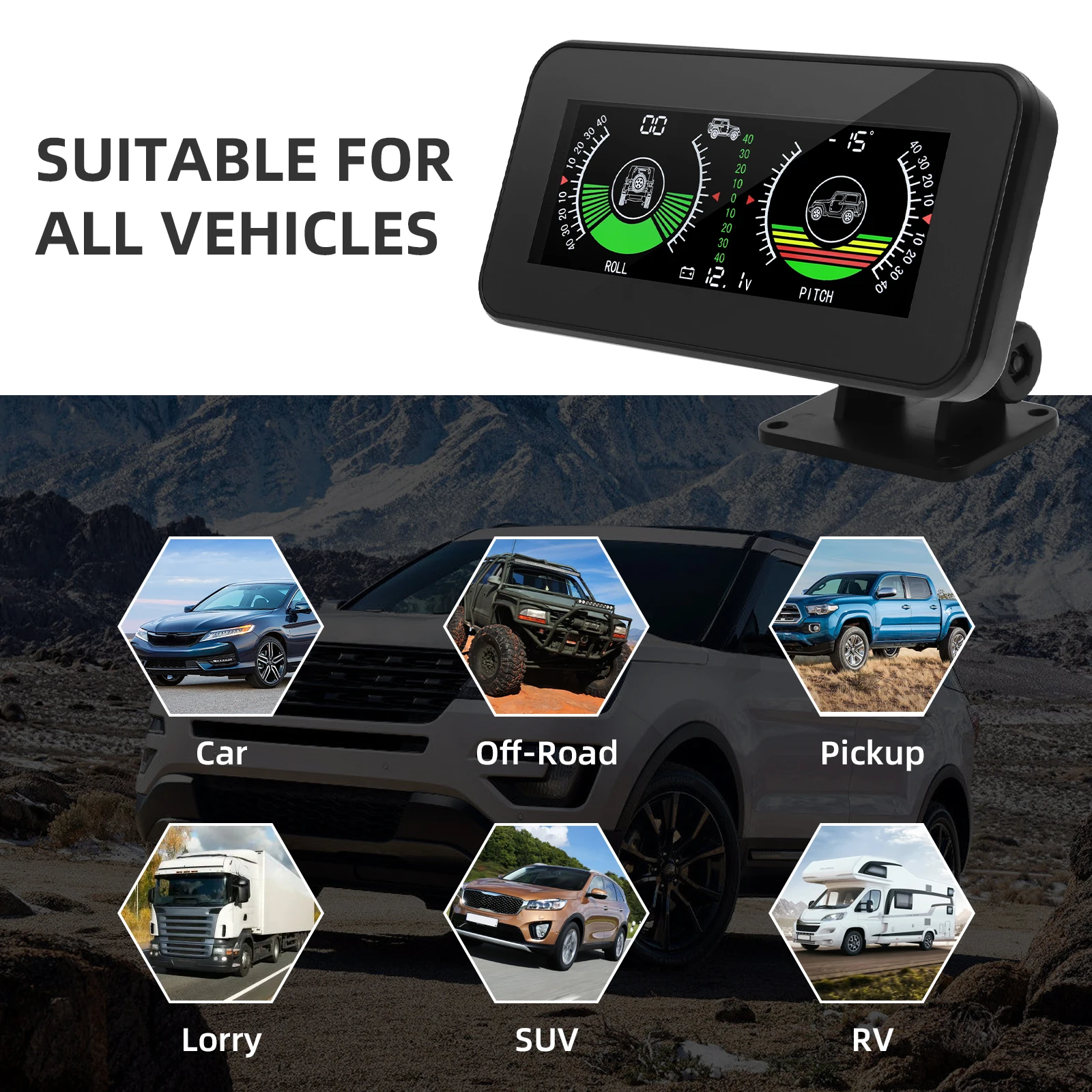M50 GPS HUD Slope Meter Display Car Head Up Display Speedometer Inclinometer Off