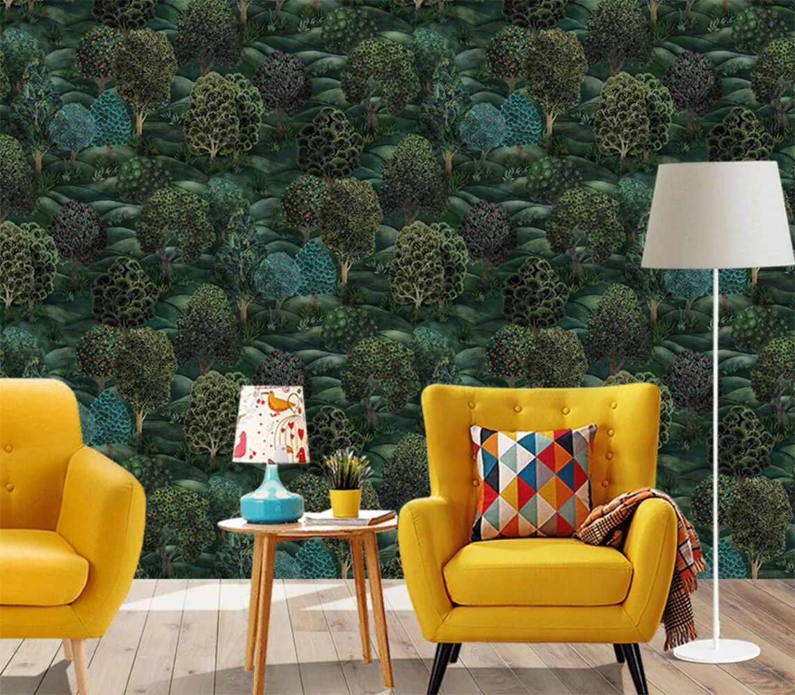 Personalizado Minimalista Floresta Árvore Murais Papel de Parede Sala tv Fundo Pared 3d Decoração da Sua Casa Adesivos