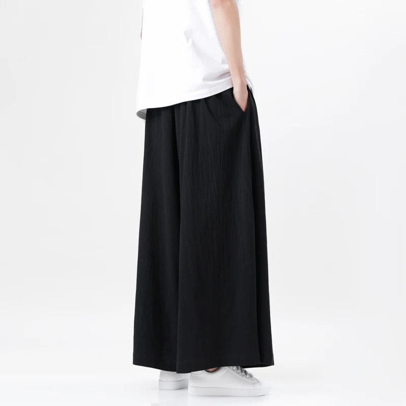 2023 중국 스타일 하라주쿠 리넨 코튼 린넨 바지 남자 일본 기모노 바지 남성 streetwear 여름 레트로 와이드 레그 바지