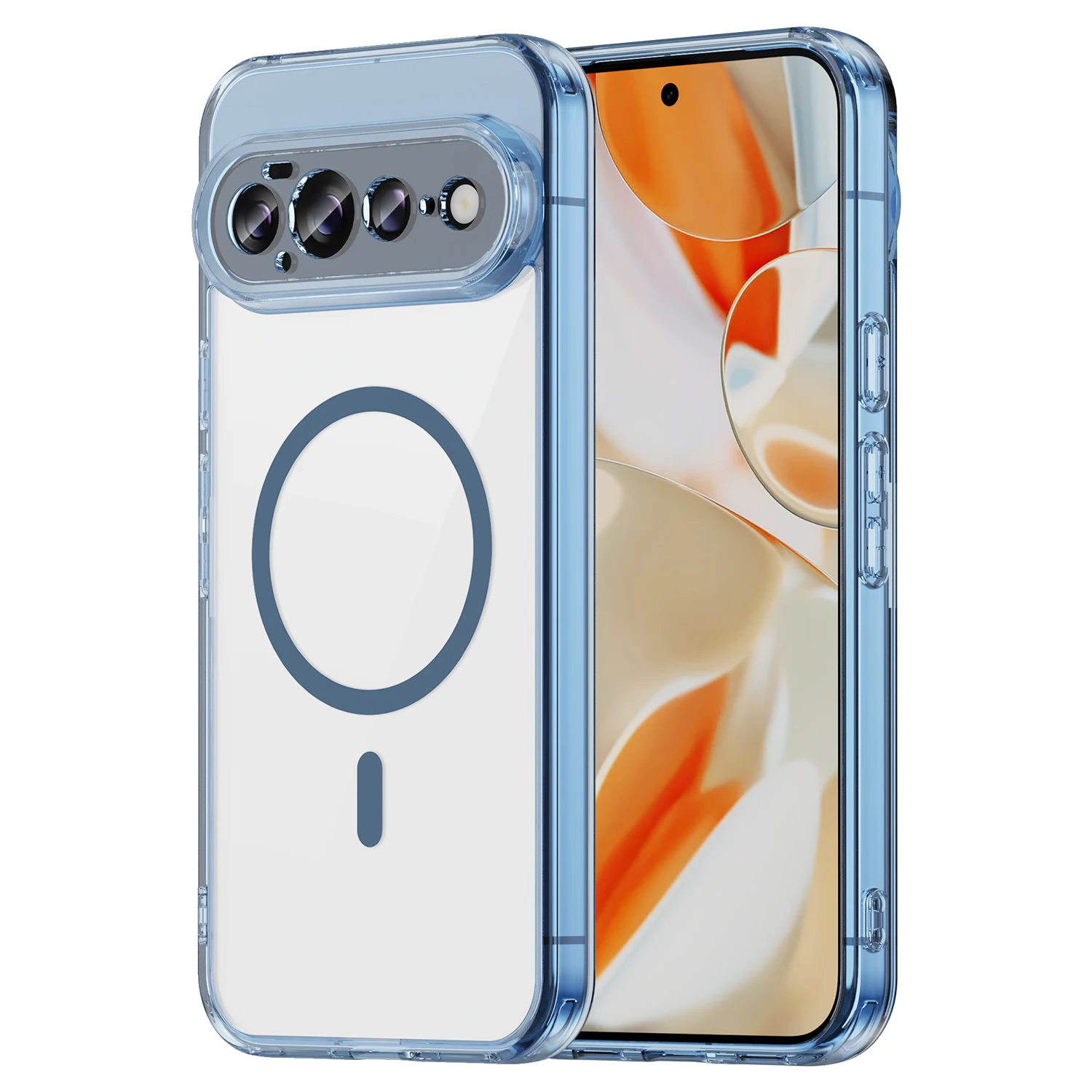 Magnetic Transparent Shockproof Phone Case with Soft TPU Frame & Acrylic Protective Cover
