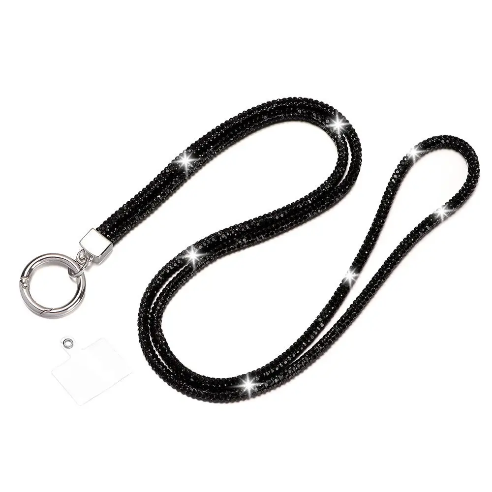 Sparkling Rhinestone Phone Lanyard with Anti-Lost Chain Strap