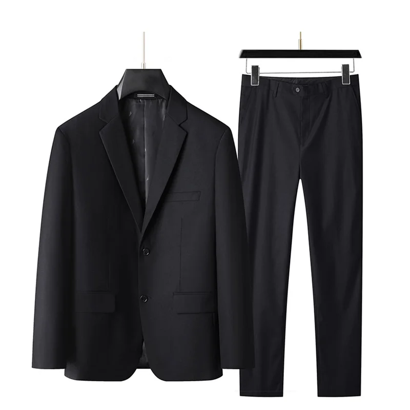 2024 XL-9XL Large size Men (suit + trousers) Business Casual handsome solid color all-in-one wedding dress two-piece set 5