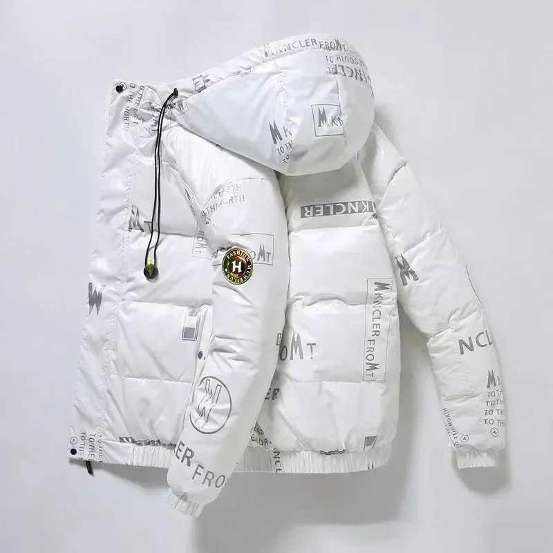 Winter Mens Down Jacket 86%~90%White Duck Down Thicken Warm Short Style Coat Korean Fashion Couple Glossy Jackets down jacket mens jacket