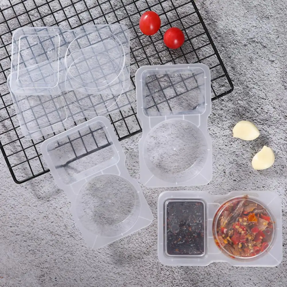 5/10/15/25Pcs Seasoning Box with Leak-proof Lid Dual-compartment Condiment Containers Disposable Reusable Sauce Container