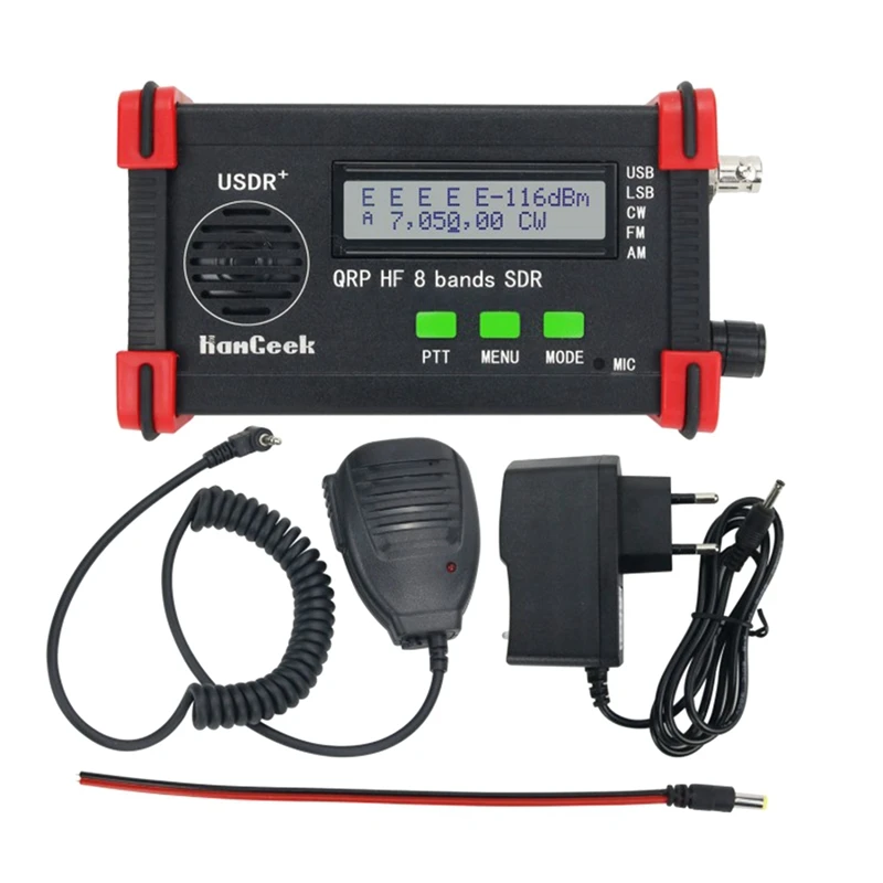 

Transceiver Hangeek USDR+ 5W QRP HF 8-Band SDR Transceiver FT8 USB LSB CW FM AM HF Transceiver With Microphone EU Plug