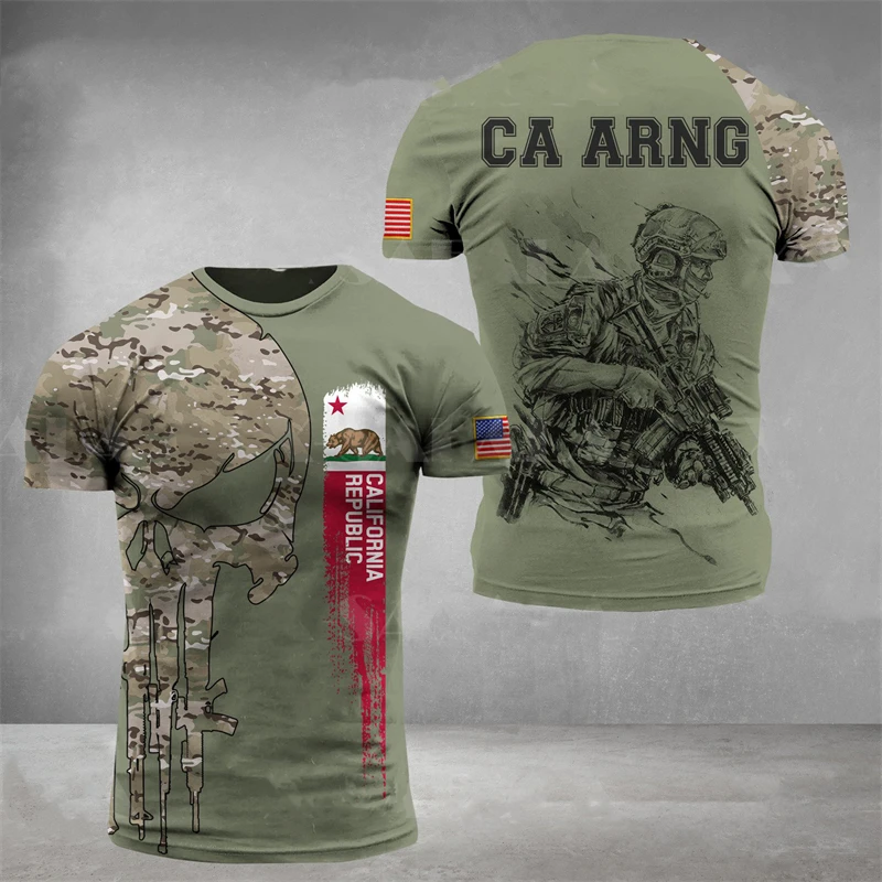 

New Summer Mexico Flag Army Camouflage 3d Printed T-shirt For Men Personality Breathable Absorbent Short Sleeve Oversized Tops