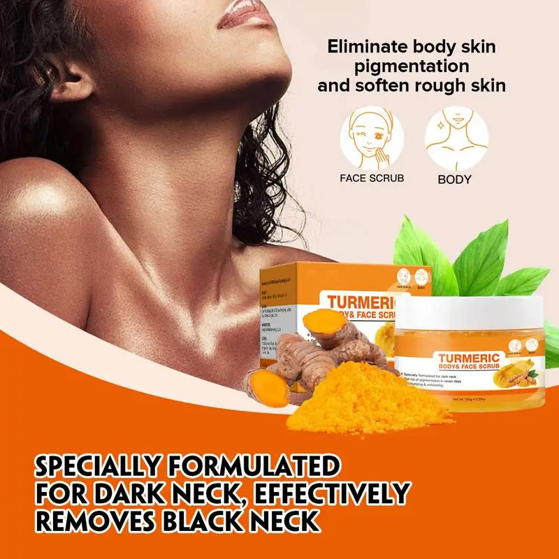 Turmeric Scrub 150g Skin Lightening Exfoliator Face and Body Scrub Remove dead skin Deep Cleansing Bikini scrub for Dark Inner