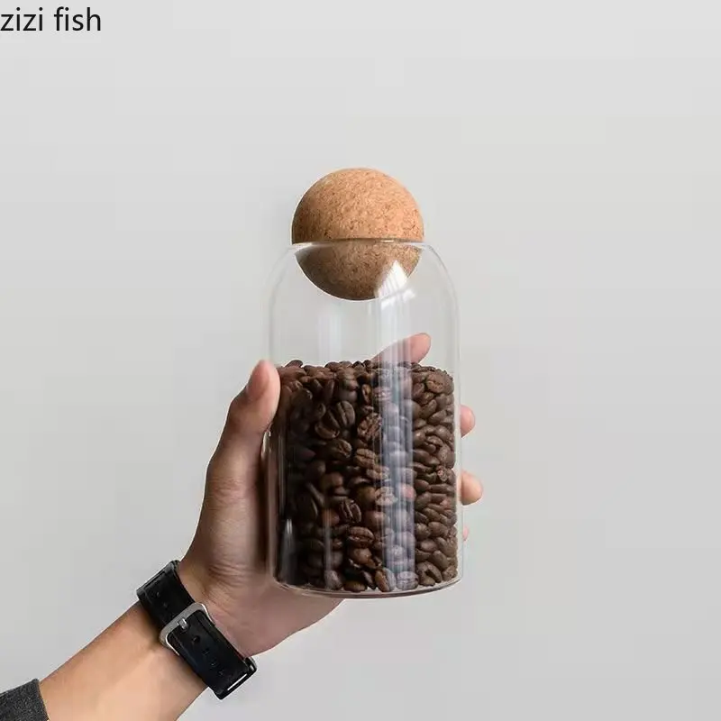 Glass Storage Bottle Round Cork Stopper Glass Pot Tea Sealed Pot Flower Fruit Tea Display Bottle Coffee Bean Storage Bottles 4