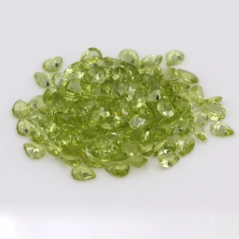 

Premium Natural Peridot Peard Loose Gemstone Pear Cut Semi-precious Stone Ring Inlays Accept Custom Sizes