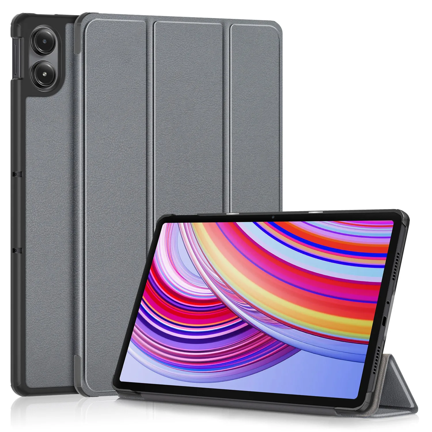 Premium PU Leather Tri-Fold Stand Tablet Case with Auto Sleep/Wake Function - Hard Back Protector