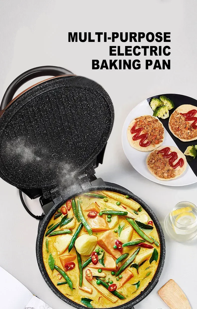 Multi-Purpose Electric Baking Pan, Large-Capacity Adjustable Temperature Electric Baking Pan, Suspension Double-Sided Heating 6