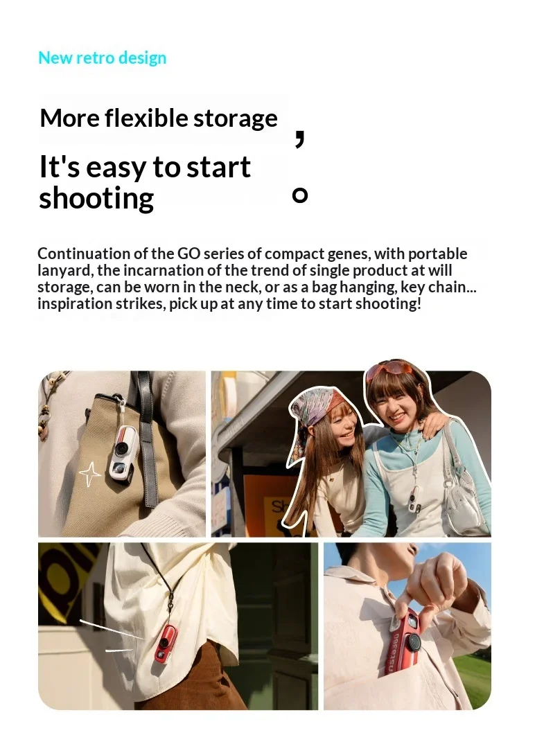 뉴 GO 3S 미니 4K 액션 카메라 엄지손가락 크기 마그네틱 클립 바디캠 레트로 필터 휴대용 스포츠 카메라