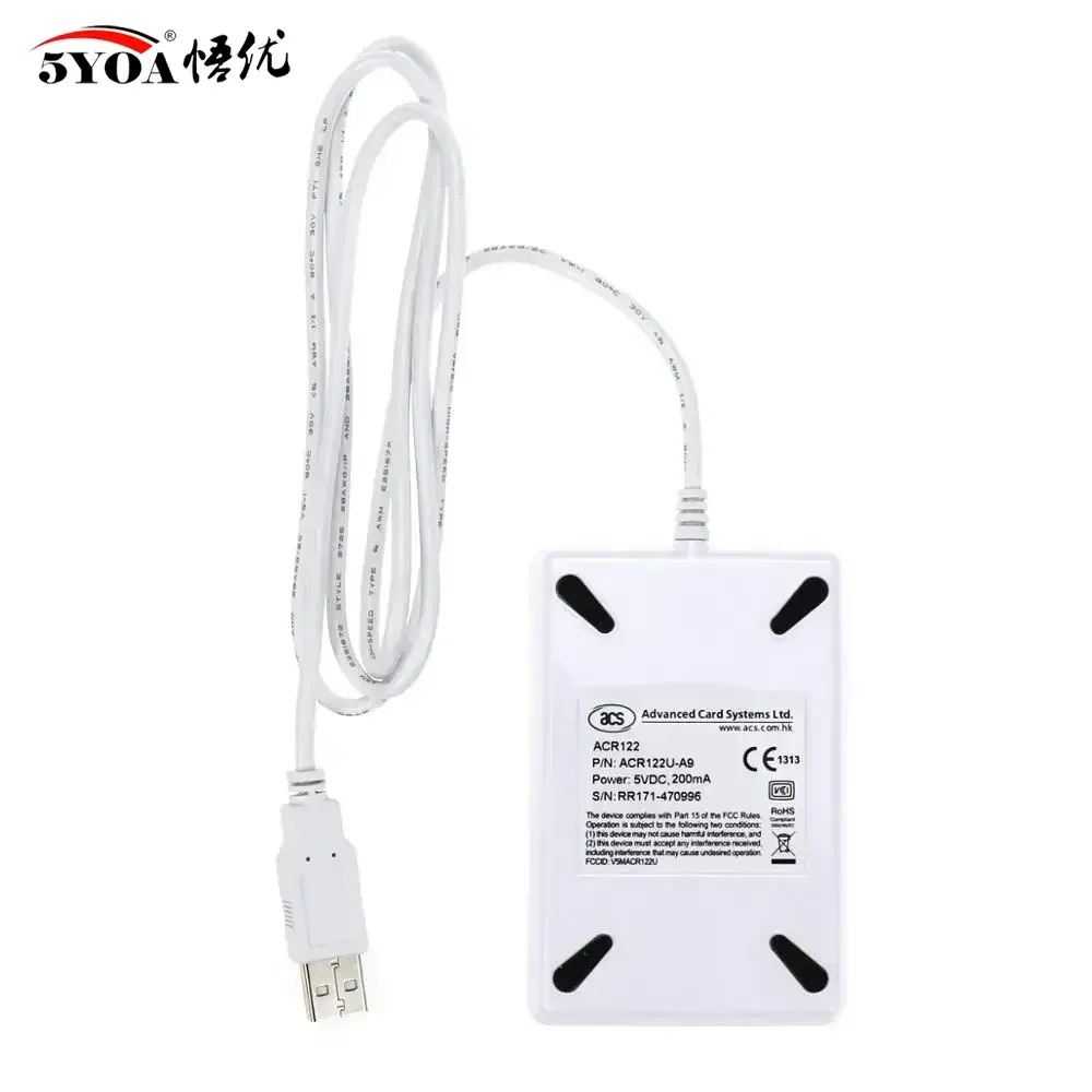 5YOA ACR122U NFC RFID Reader USB Smart Card Writer SDK M-ifare Copy Clone Software Copier Duplicator Writable S50 13.56MHz UID