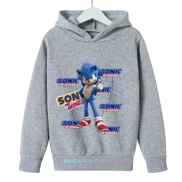 thumbnail image 1 of Sudadera con capucha de Sonic para niños de 3 a 14 años, sudadera de manga larga para bebés, camisetas de dibujos animados, jerséis de gran tamaño, ropa divertida para niños, 1 of 5