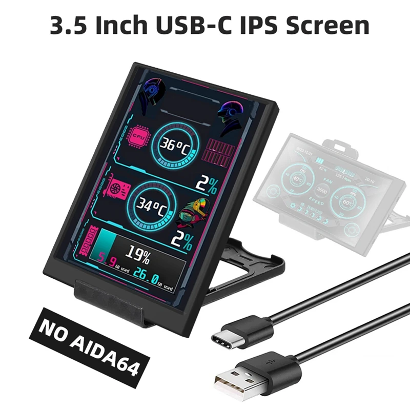 

3,5 дюймовый IPS Тип C вторичный экран USB дисплей для компьютерного процессора GPU RAM монитор HDD NO AIDA64 прочный простой в использовании