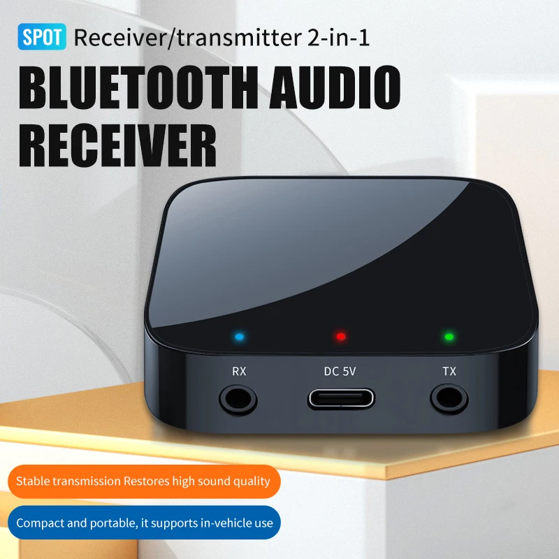 Adattatore Bluetooth 5.3 2 In 1 (trasmettitore/ricevitore) – AUX 3,5 Mm E Type-C, Per Due Cuffie, Lunga Durata, Per Auto, Aereo, IPad - 3