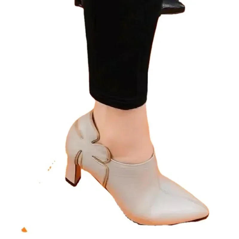 Women's Ankle Boots High Heels Pointed Toe Boots Platform Sexy Women's Shoes  Autumn Fashion Short Boots Botas Mujer Pumps 6