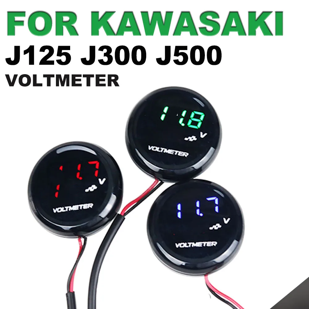 Voltmetro Moto Voltmetro Tensione Universale Rotondo Mini Led Digitale Per Kawasaki J125 J300 J500 J 300 500 Accessori