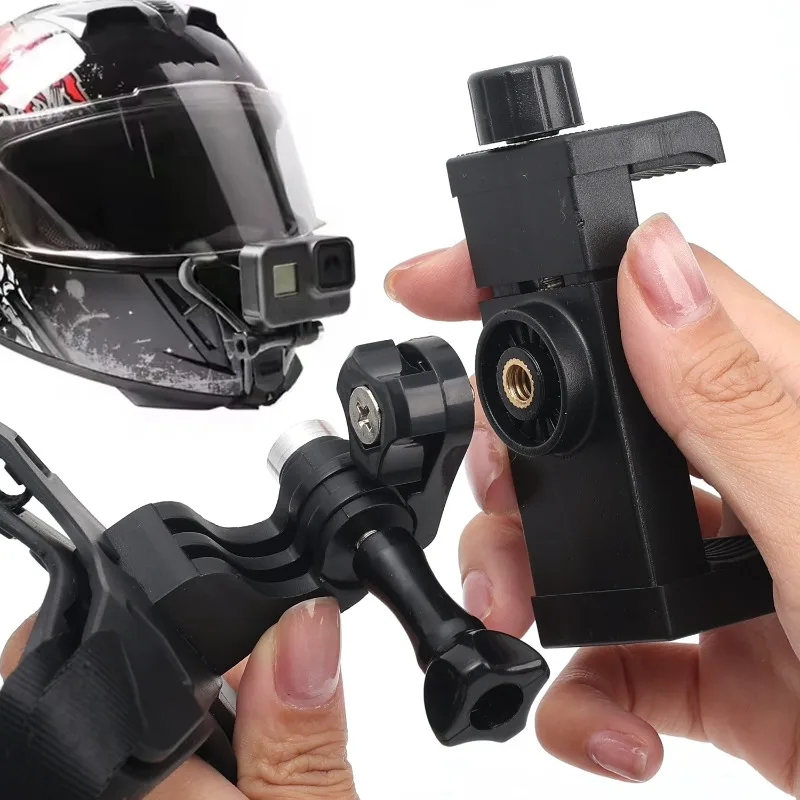 Helmet Strap Mount For Gopro Hero 12 11 10 9 8 7 6 5 4 3 Motorcycle Yi Action Sports Camera Mount Full Face Holder Accessories