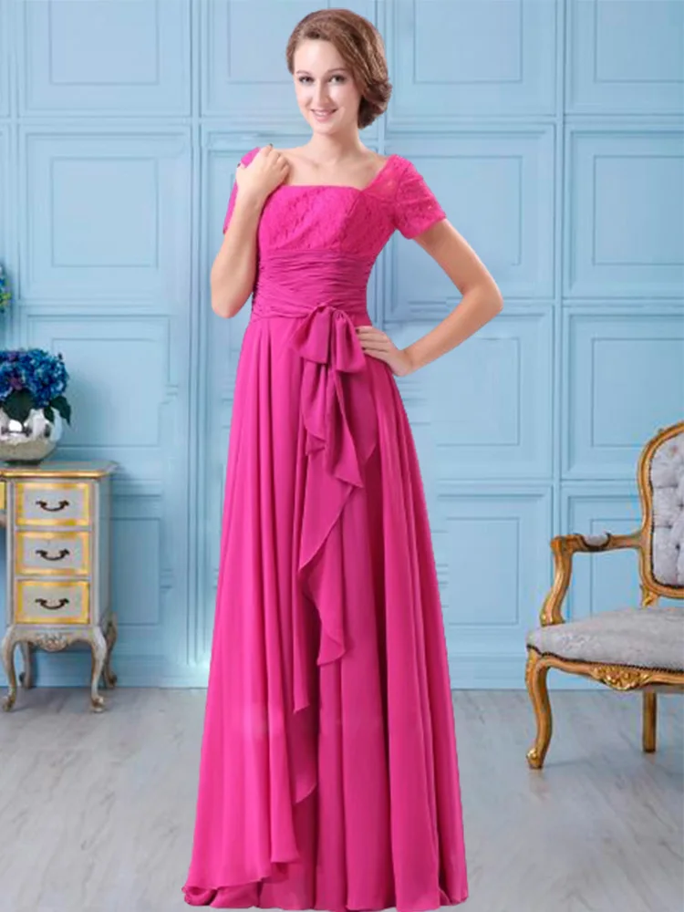 

Long Fuchsia Wedding Guest Mother Of the Bride Dresses Dress Formal Chiffon Floor Length Sleeveless