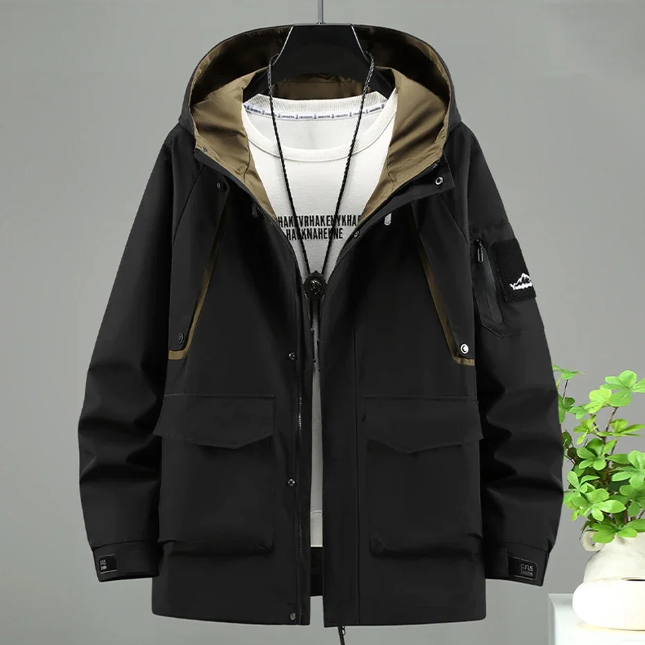 Cargo Windbreaker Jacket Men 10XL Plus Size Jackets Waterproof